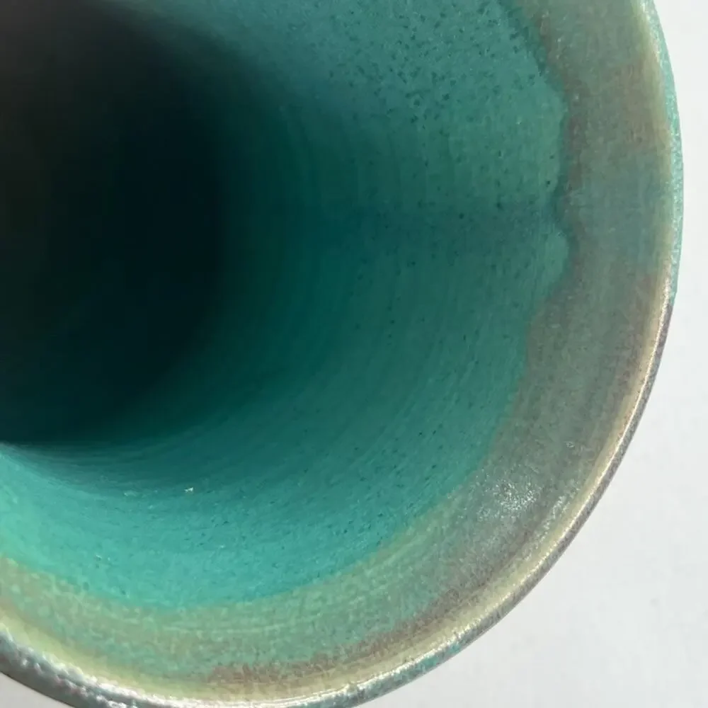 Signed Studio Art Pottery Vase Glazed Hand Thrown Signed Stoneware Frances